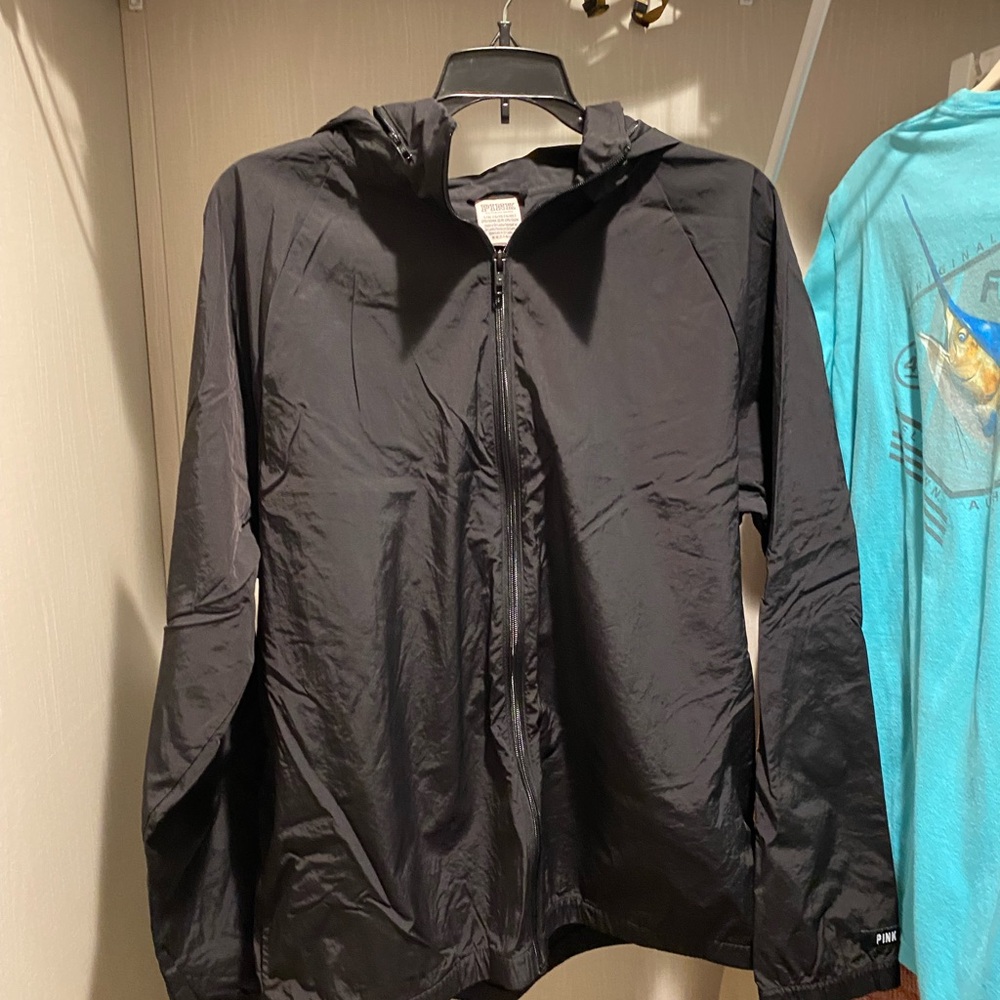Black Hooded Windbreaker Jacket